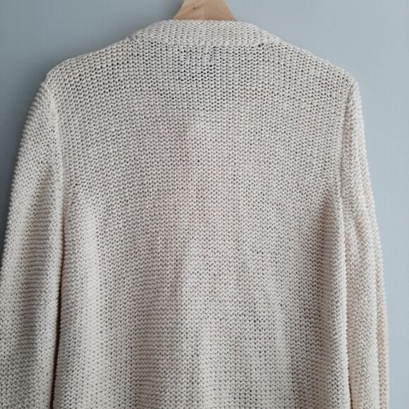 PURE HANDKNIT Chunky Knit Cardigan Sweater Cable Ivory Sz M /L - Picture 8 of 10